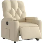 vidaXL Fauteuil verstelbaar elektrisch stof crèmekleurig