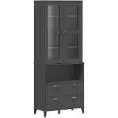 vidaXL Hoge kast VIKEN 80x40x200 cm massief grenenhout antracietgrijs