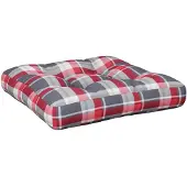 vidaXL Palletkussen 58x58x10 cm ruitpatroon stof rood