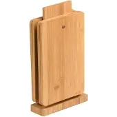 Kesper Brood en Ontbijtplankjes set - 4x stuks - bamboehout - 21 x 14 cm - lichtbruin - in standaard - Snijplanken