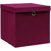 vidaXL Opbergboxen met deksel, 4 stuks, 28x28x28 cm, donkerrood