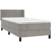vidaXL Boxspring met matras fluweel lichtgrijs 90x190 cm