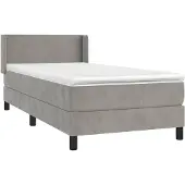 vidaXL Boxspring met matras fluweel lichtgrijs 90x190 cm