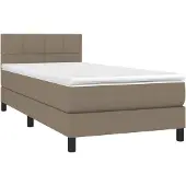vidaXL Boxspring met matras stof taupe 90x200 cm