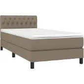 vidaXL Boxspringbed met matras en LED-verlichting, taupekleurig, 90x200 cm, gestoffeerd