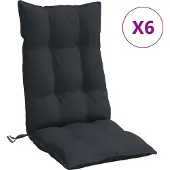 vidaXL Stoelkussens 6 st hoge rug oxford stof zwart