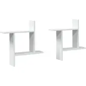 vidaXL Wandschappen 2 st 50x12x50 cm bewerkt hout wit