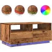 vidaXL Salontafel met LED-verlichting, look van gerecycled hout, 90x49x40 cm