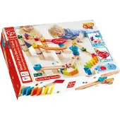 Hape Knikkerbaan met Domino - Rasante Murmelbaan Bouwset 81 Delig, 3 Jaar+