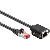 Goobay SFTP CAT6 netwerk verlengkabel | inbouwconnector | zwart | 3 meter