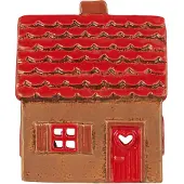 Ib Laursen - keramieken huisje - waxinelichthouder - rood/bruin kerst