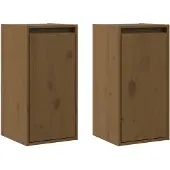 vidaXL Wandkasten 2 st 30x30x60 cm massief grenenhout honingbruin