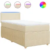 vidaXL Boxspring met matras stof crèmekleurig 90x200 cm
