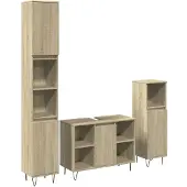 vidaXL 3-delige Badkamermeubelset bewerkt hout sonoma eikenkleurig