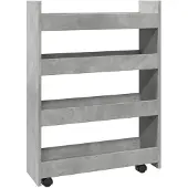 vidaXL Opbergtrolley smal 4-laags bewerkt hout betongrijs