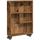 vidaXL Opbergtrolley smal 48x13x68 cm bewerkt hout oud houtkleurig