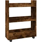 vidaXL Opbergtrolley smal 3-laags bewerkt hout gerookt eikenkleurig