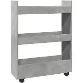 vidaXL Opbergtrolley smal 3-laags bewerkt hout betongrijs