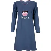Irresistible Dames Nachthemd - V Hals - Katoen - Blauw - Maat L