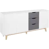 Notio Living Meera-Dressoir - 3-deurs 3-laden - Wit/Antraciet