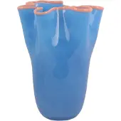 Present Time Vaas Ruffles - Blauw - Ø23cm - Glas - Scandinavisch - Bloemenvaas - Woondecoratie - Decoratieve vaas voor woonkamer of slaapkamer