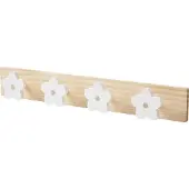 Vertbaudet Houten kapstokhaak met 4 bloemen wit