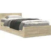 vidaXL Bedframe met hoofdeinde bewerkt hout sonoma eiken 90x190 cm