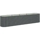 vidaXL Plantenbak verhoogd 400x80x81 cm gegalvaniseerd staal grijs