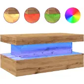 vidaXL Salontafel met LED-verlichting 90x50x40cm artisanaal eikenkleur