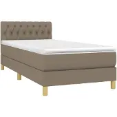 vidaXL Boxspring met matras en LED stof taupe 80x200 cm