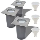 vidaXL LED-Grondspots buiten 3 stuks vierkant