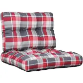 vidaXL Palletkussens 2 st stof ruitpatroon rood
