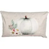 Clayre & Eef Kussenhoes 30x50 cm Beige Groen Polyester Pompoen Sierkussenhoes Beige Sierkussenhoes