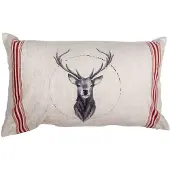 Clayre & Eef Kussenhoes 30x50 cm Beige Polyester Hert Sierkussenhoes Beige Sierkussenhoes