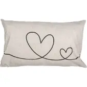 Clayre & Eef Kussenhoes 30x50 cm Beige Groen Polyester Harten Sierkussenhoes Beige Sierkussenhoes