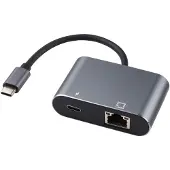 Microconnect USB Type-C naar (RJ45, USB Type-C), Data + Video Adapter, Zwart
