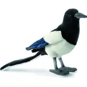 Hansa pluche ekster - Realistische vogel knuffel met veren - 33 cm
