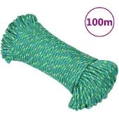 vidaXL Boottouw 3 mm 100 m polypropyleen groen