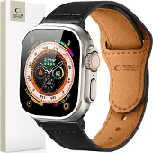 TechProtection Leren Apple Watch 49 / 46 / 45 / 44 Mm Bandje Zwart