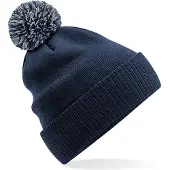 Beechfield Heren Wintermuts met gekleurde Pompon navy blauw 100% polyester