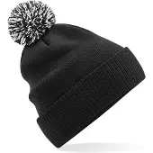 Beechfield Wintermuts met gekleurde Pompon - zwart - 100% polyester - volwassenen