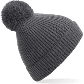 Result Gebreide warme wintermuts in het graphiet grijs met pompom voor