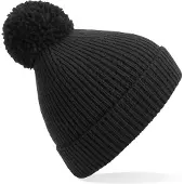 Result Gebreide warme wintermuts in het zwart met pompom voor volwassenen -