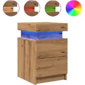 vidaXL Nachtkastjes 2 st met LED 35x39x55 cm hout artisanaal eiken