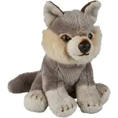 Ravensden Pluche knuffel dieren Wolf - grijs - 15 cm - Speelgoed wolven knuffelbeesten - Knuffeldier