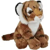 Ravensden Zittende pluche tijger knuffel - bruin 13 cm - Tijgers dieren knuffels - Knuffeldier
