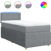 vidaXL Boxspringbed met matras, lichtgrijs, 90x190 cm, gestoffeerd