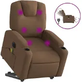 vidaXL Sta-op-massagestoel elektrisch verstelbaar stof bruin
