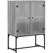 vidaXL Bijzetkast met glazen deuren 69x37x100 cm grijs sonoma eiken