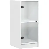 vidaXL Bijzetkast met glazen deuren 35x37x75,5 cm wit
